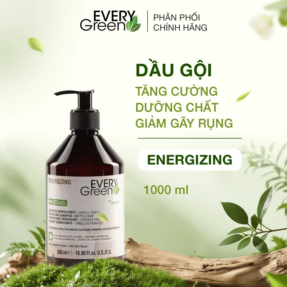 EVERY GREEN Vgan Energzing Shampoo - DẦU GỘI DƯỠNG CHẤT DÀNH CHO TÓC YẾU GÃY RỤNG 500ml